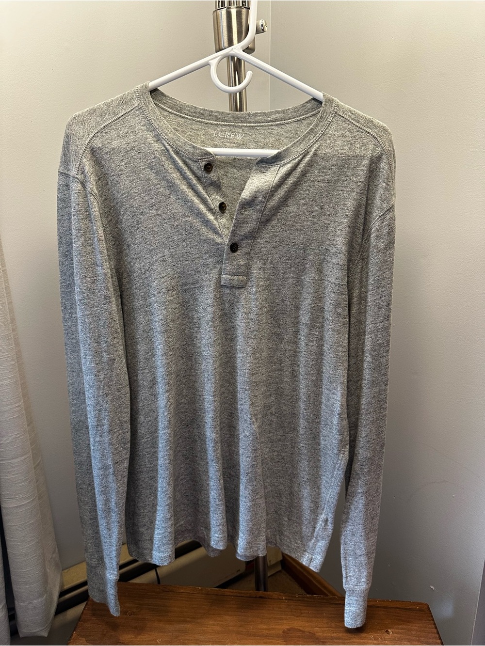J. Crew Lightweight Long-Sleeve Henley - Heather Gray
